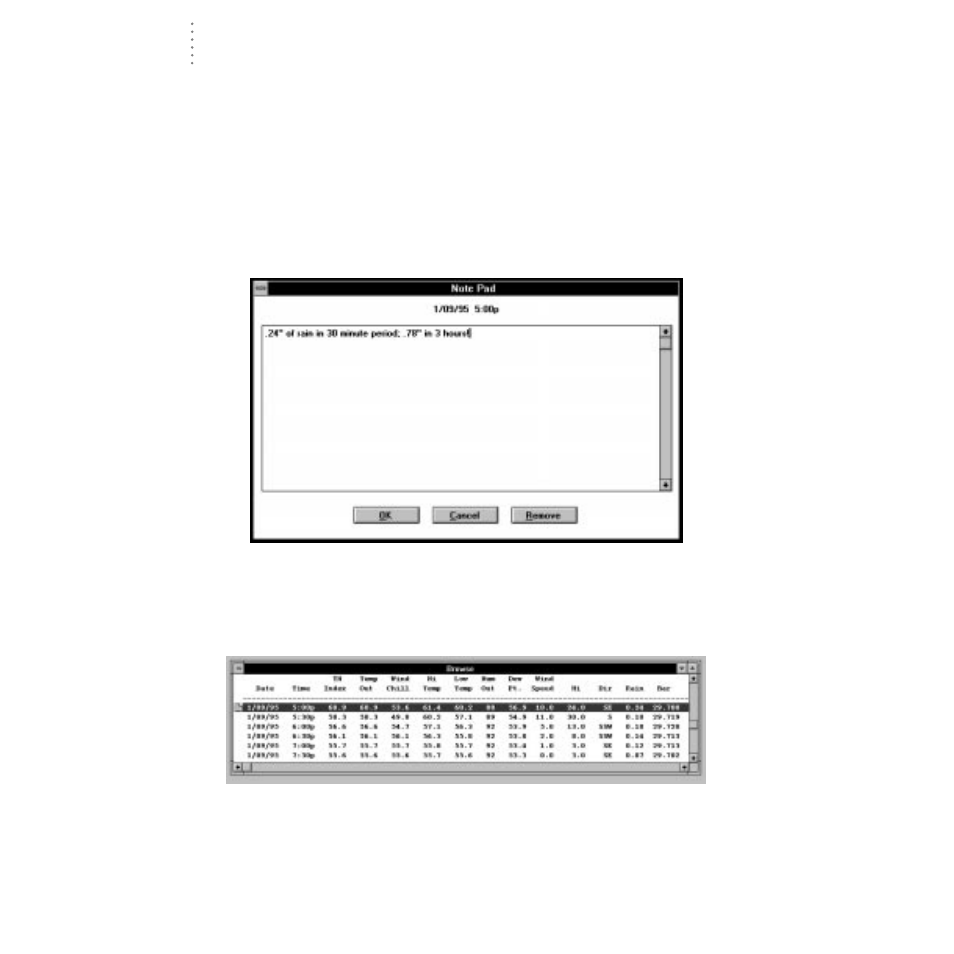 Make a note | DAVIS WeatherLink for Windows 4.0 User Manual | Page 69 / 116