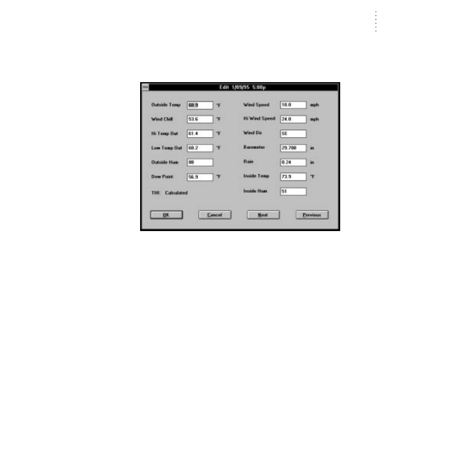 Edit a record | DAVIS WeatherLink for Windows 4.0 User Manual | Page 70 / 116