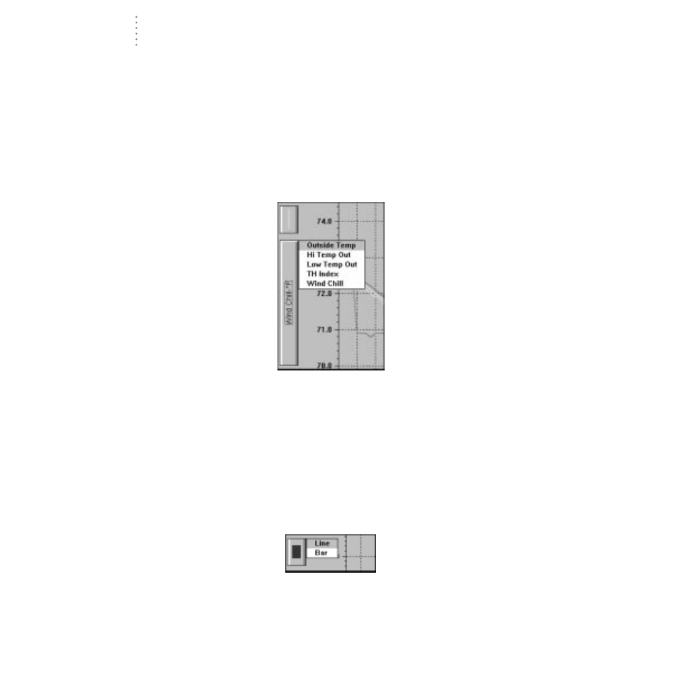 Enter plot title, Choose axis information, Choose line/bar | DAVIS WeatherLink for Windows 4.0 User Manual | Page 77 / 116