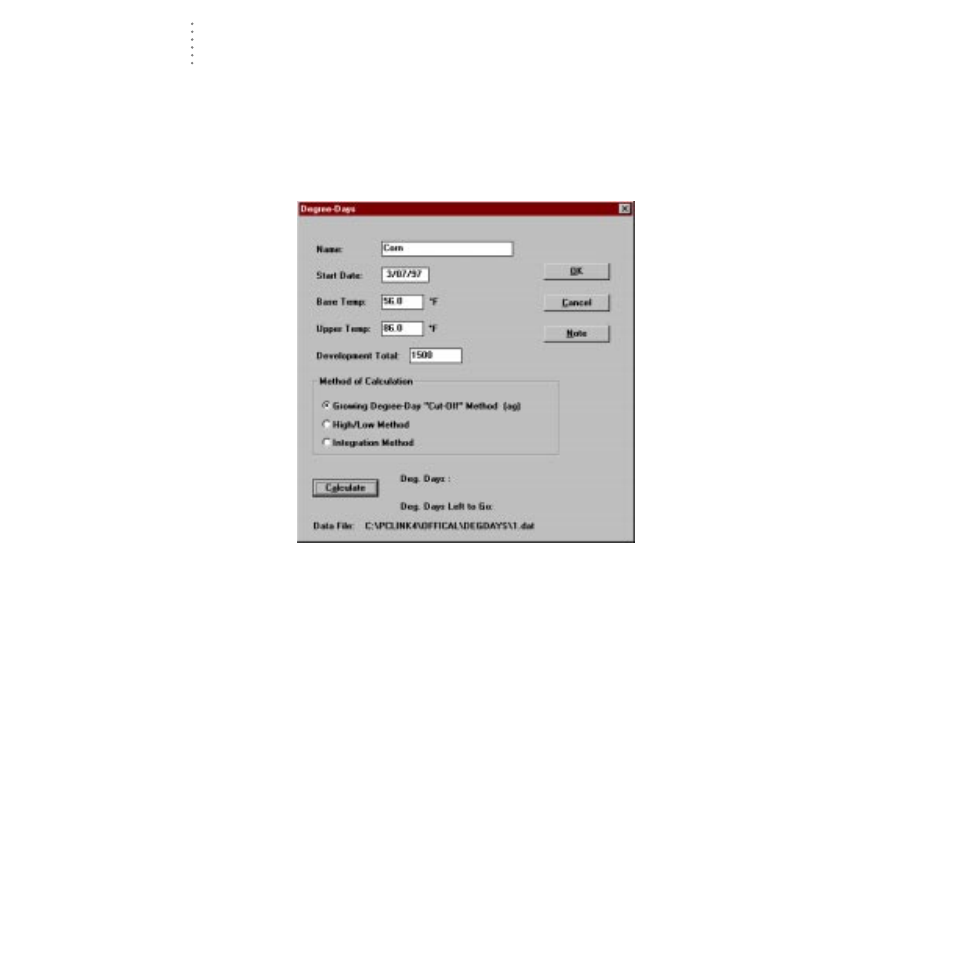 Opening a degree-days total | DAVIS WeatherLink for Windows 4.0 User Manual | Page 97 / 116