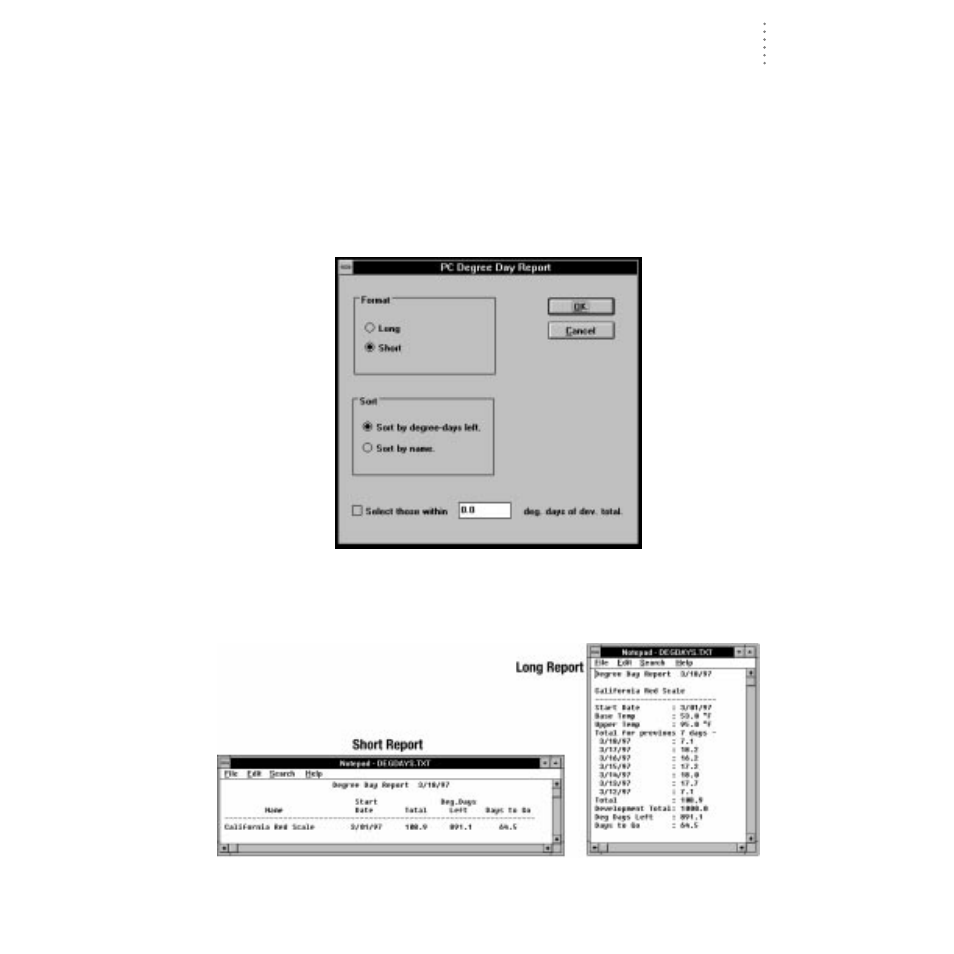 Deleting a degree-day total, Pc degree-day report | DAVIS WeatherLink for Windows 4.0 User Manual | Page 98 / 116