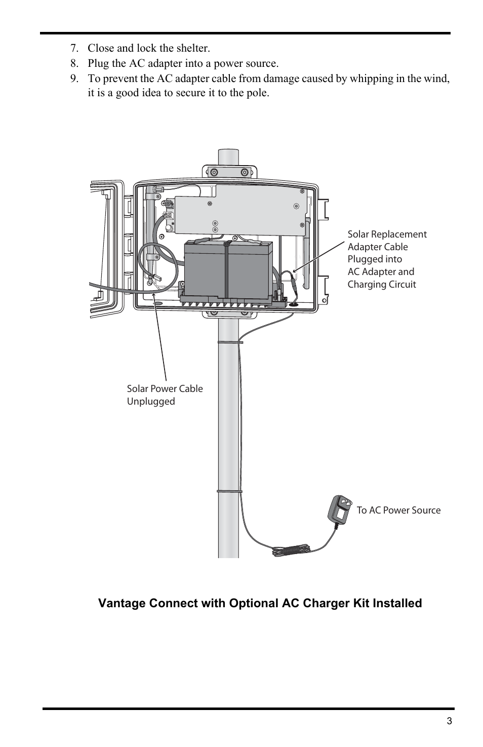 DAVIS Optional AC Charger Kit for Vantage Connect & HD Solar Power Kit (6710) User Manual | Page 3 / 4
