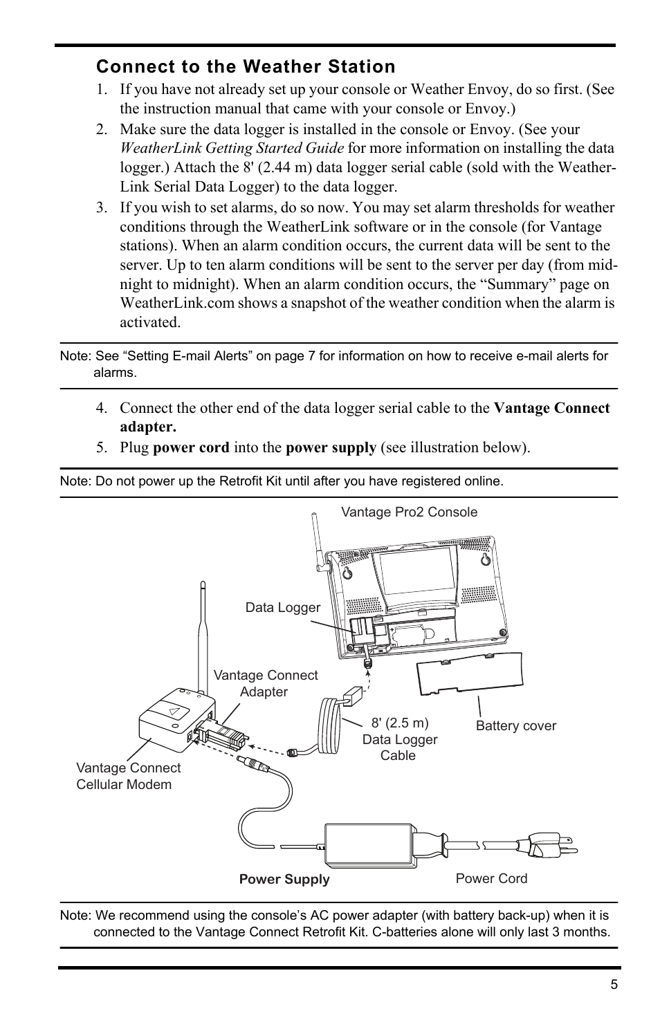 Connect to the weather station | DAVIS Vantage Connect Retrofit Kit (6626) User Manual | Page 7 / 12