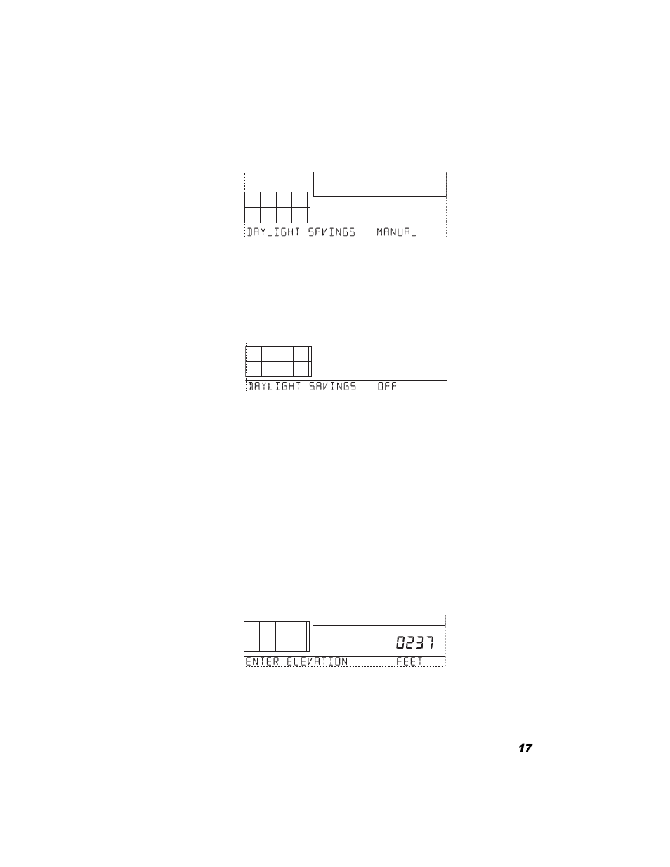 Screen 9: daylight savings status, Screen 10: elevation | DAVIS Vantage Pro Console User Manual | Page 21 / 60