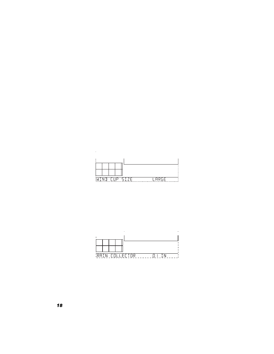 Screen 11: wind cup size, Screen 12: rain collector, Screen 11: wind cup size screen 12: rain collector | DAVIS Vantage Pro Console User Manual | Page 22 / 60