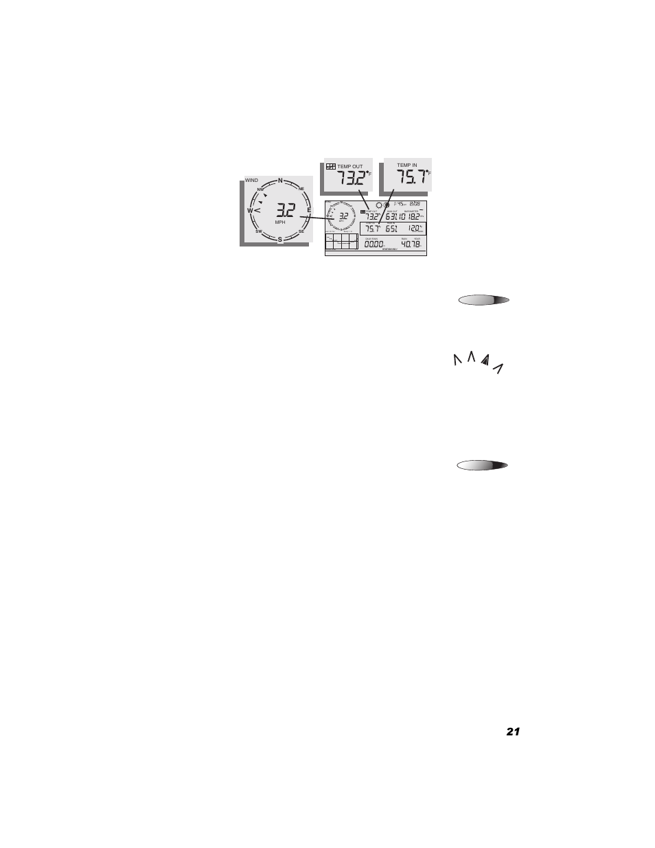 Current weather mode, Chill wind heat temp | DAVIS Vantage Pro Console User Manual | Page 25 / 60