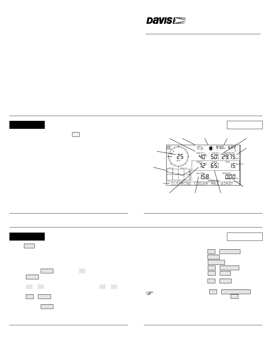 DAVIS Vantage Pro Quick Reference Guide User Manual | 6 pages