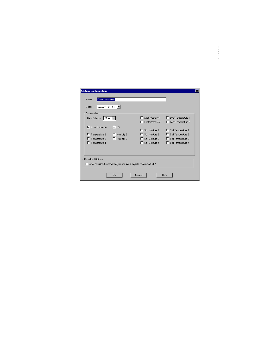 Station configuration | DAVIS Weather Envoy (6314, 6314C) User Manual | Page 17 / 40