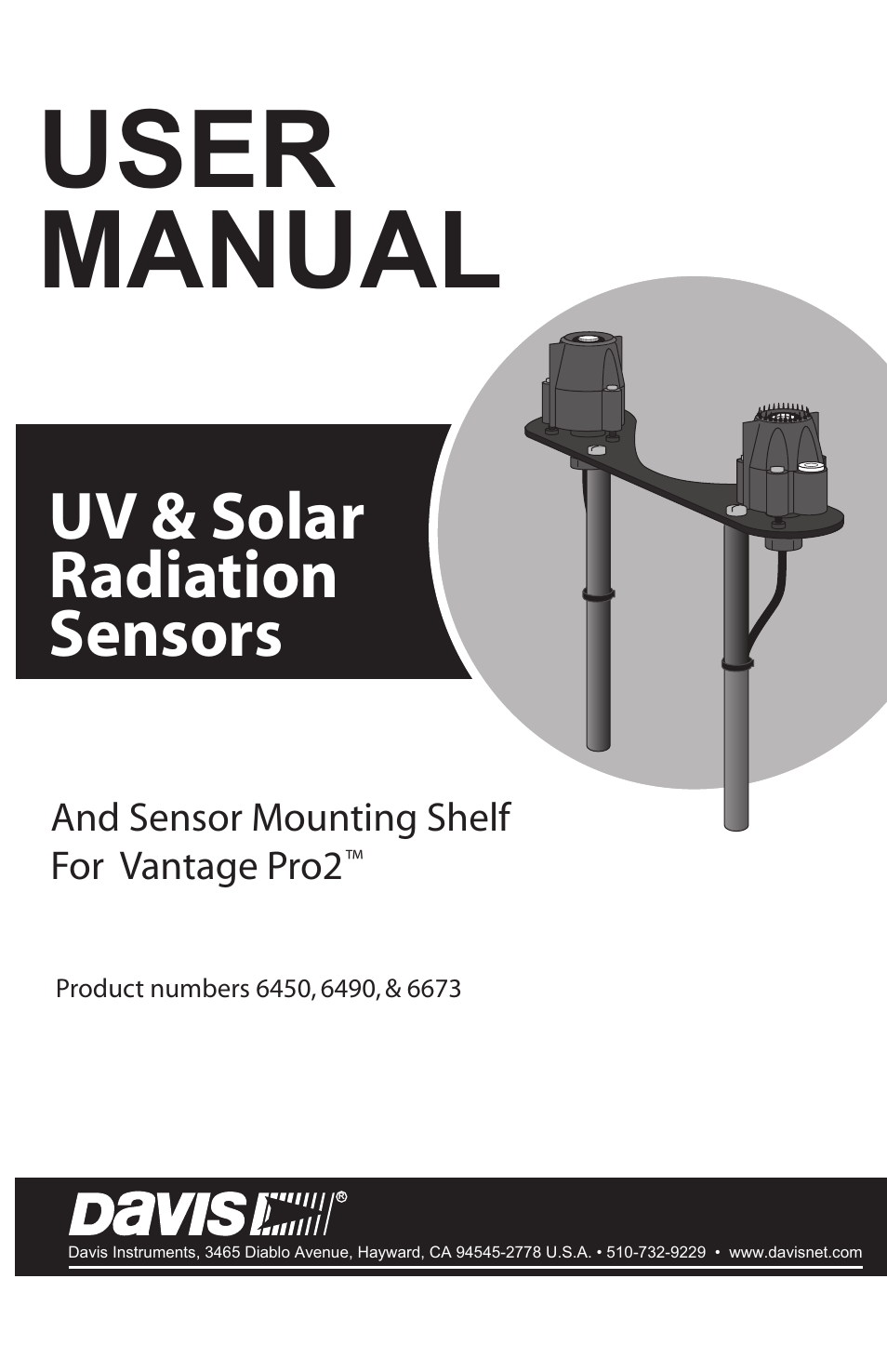 DAVIS Solar and UV Radiation Sensors for Vantage Pro/Pro2 User Manual | 8 pages