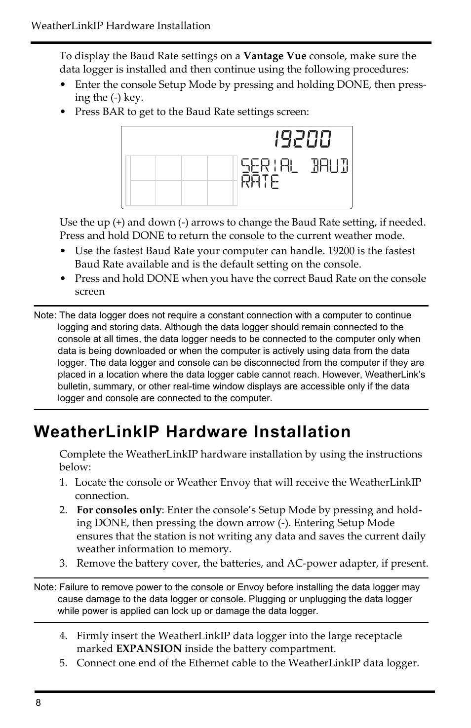 Weatherlinkip hardware installation | DAVIS WeatherLink Getting Started Guide: Vantage Stations User Manual | Page 10 / 32