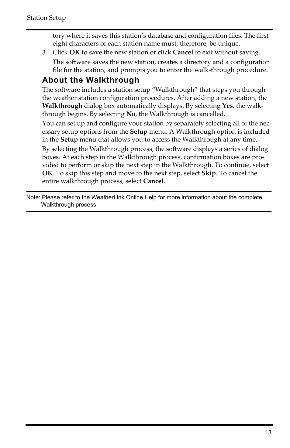 About the walkthrough | DAVIS WeatherLink Getting Started Guide: Vantage Stations User Manual | Page 15 / 32