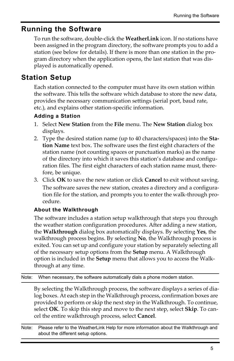 Running the software, Station setup, Adding a station | DAVIS WeatherLink Mac OS X Getting Started Guide User Manual | Page 7 / 12