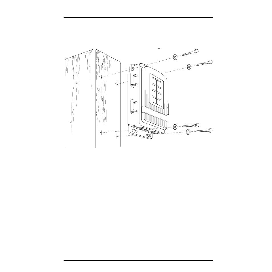 Mounting transmitter shelter on a vertical surface, Drill two more holes 7-1/32" below the upper holes, Mounting transmitter shelter on a post | DAVIS Anemometer Transmitter Kit Installation User Manual | Page 13 / 16