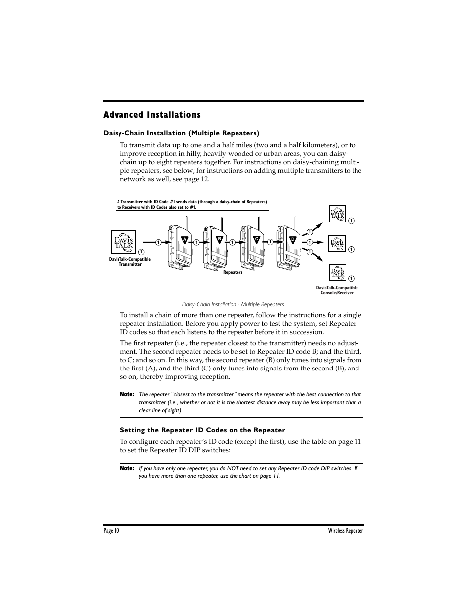 Advanced installations, Page 10 wireless repeater | DAVIS Wireless Repeater WITH SOLAR OR AC-POWER User Manual | Page 10 / 16