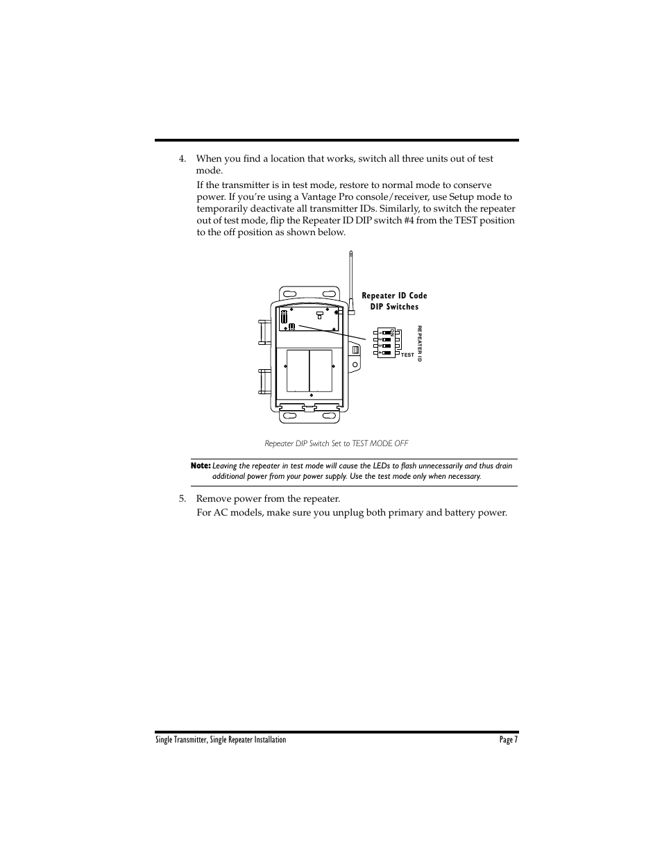 DAVIS Wireless Repeater WITH SOLAR OR AC-POWER User Manual | Page 7 / 16