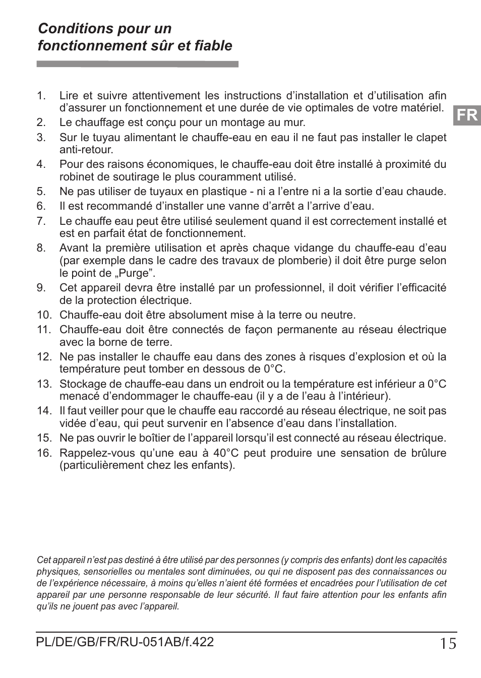 Conditions pour un fonctionnement sûr et fiable | KOSPEL EPP Maximus User Manual | Page 15 / 24