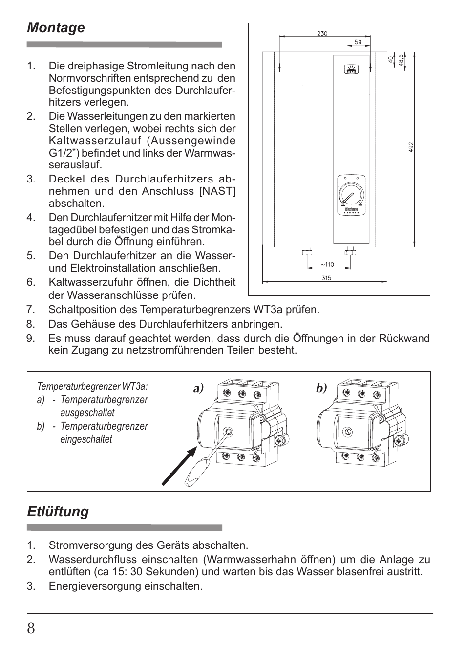 Montage, Etlüftung, A) b) | KOSPEL EPP Maximus User Manual | Page 8 / 24