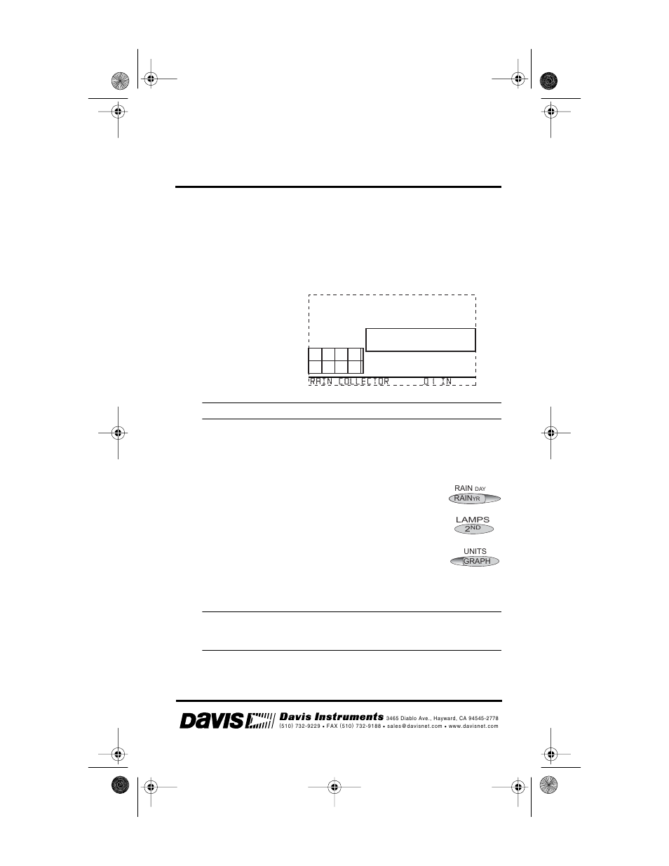 DAVIS Metric Rain Calibration Information User Manual | 2 pages