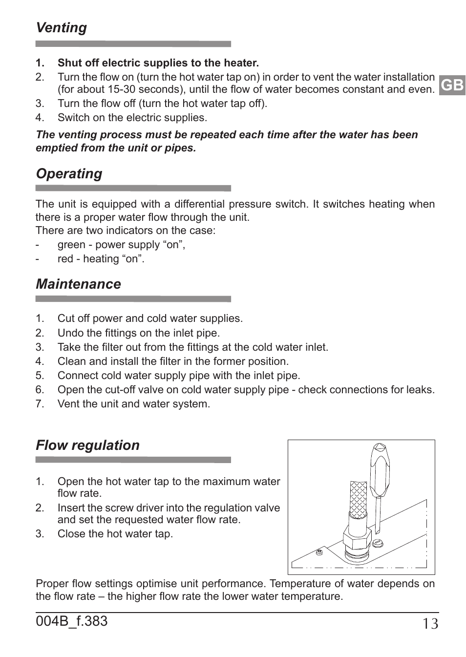 Maintenance, Venting, Operating | KOSPEL EPO Amicus User Manual | Page 13 / 28