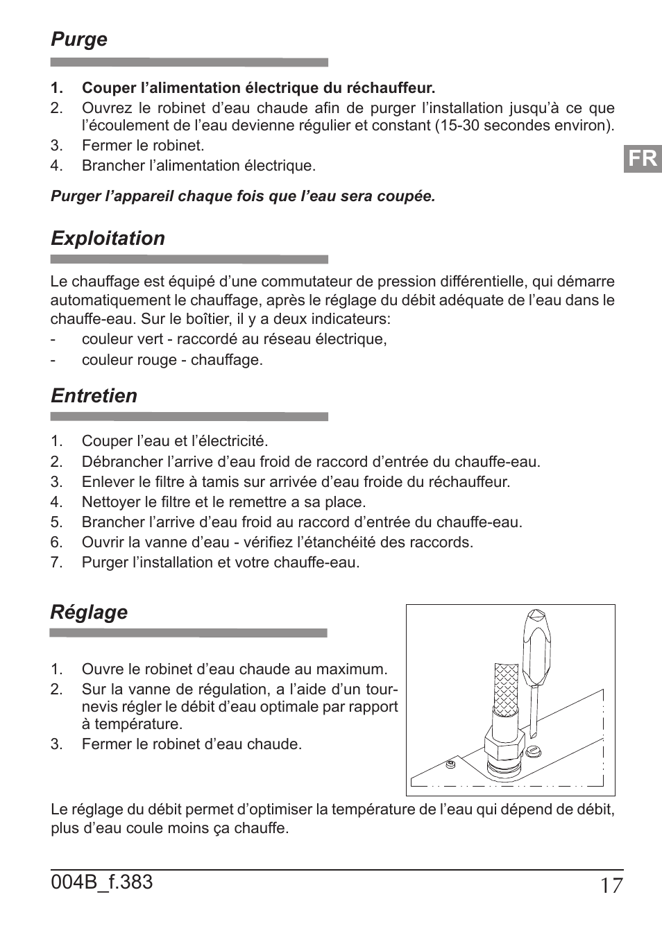 Entretien, Purge, Exploitation | KOSPEL EPO Amicus User Manual | Page 17 / 28