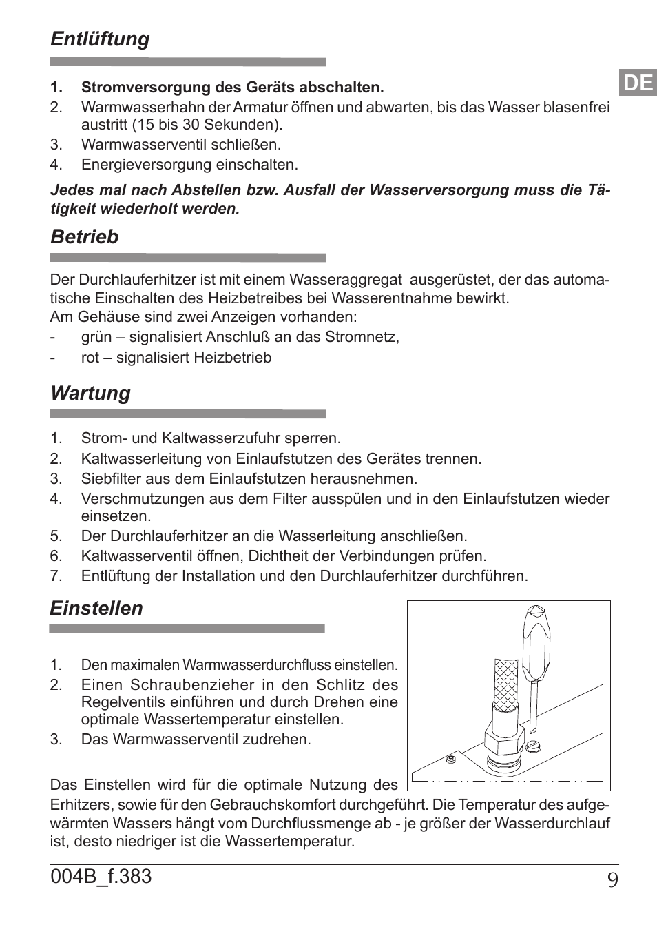 Wartung, Entlüftung, Betrieb | KOSPEL EPO Amicus User Manual | Page 9 / 28