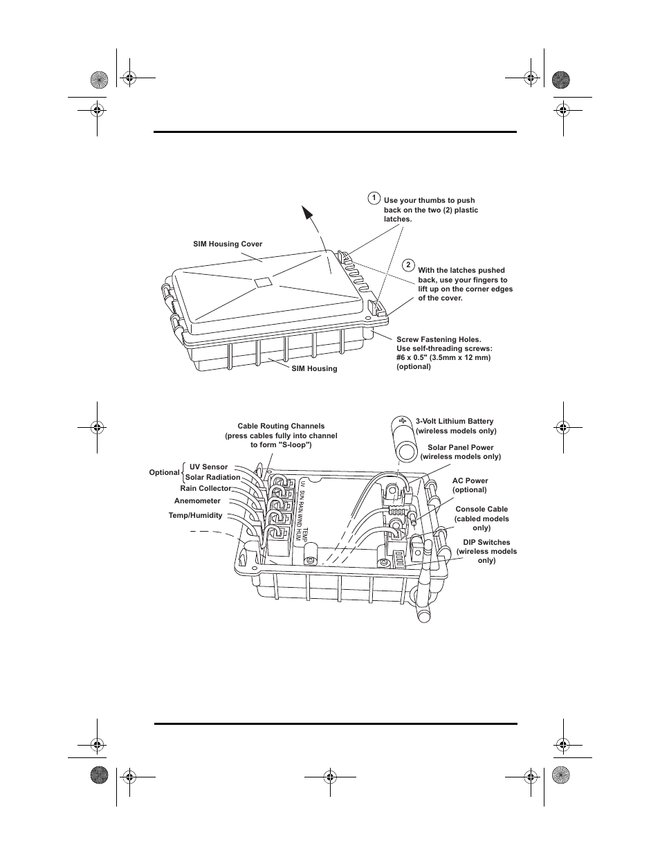 Install the retrofit kit components, Opening the sim housing cover | DAVIS Vantage Pro ISS Retrofit Kit User Manual | Page 5 / 8