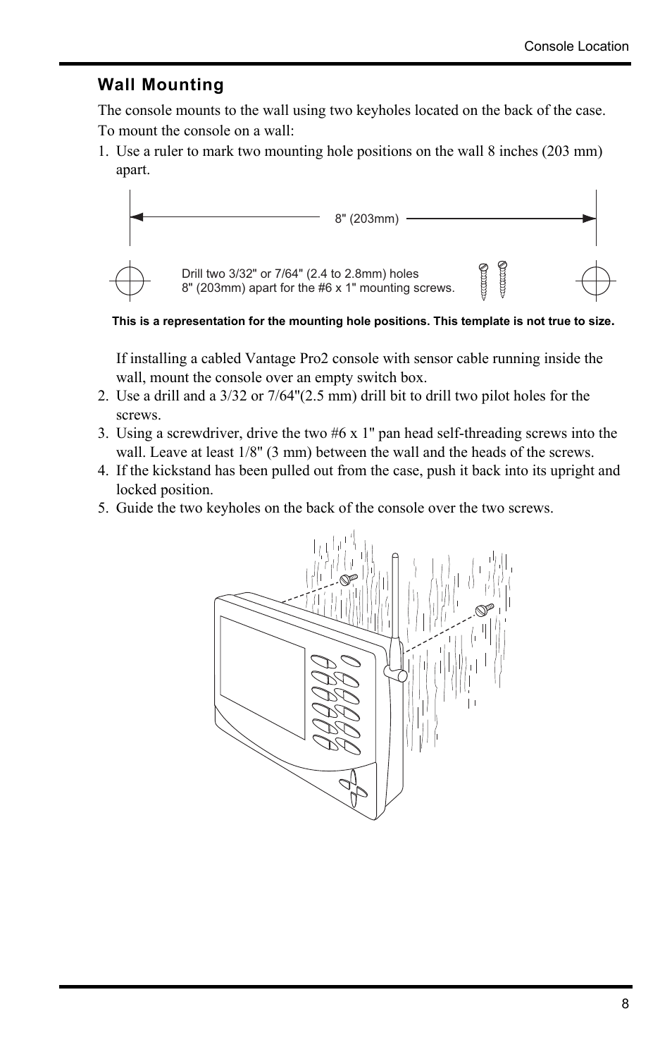 Wall mounting | DAVIS Vantage Pro2 Console User Manual | Page 11 / 56