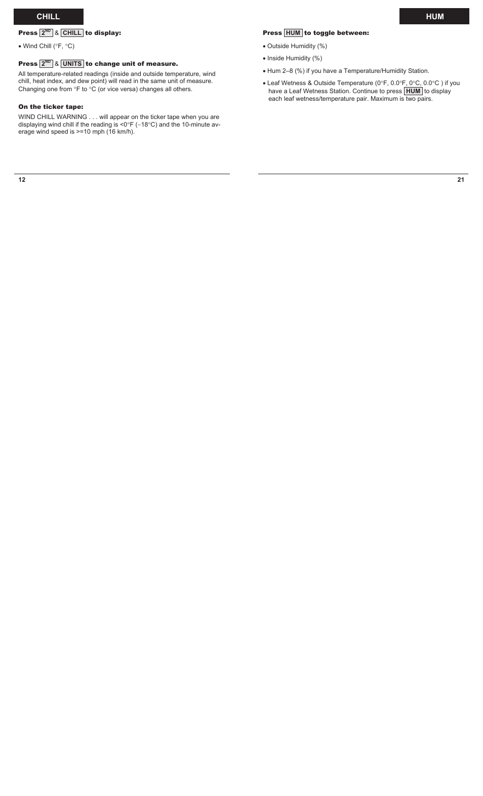 DAVIS Vantage Pro2 Quick Reference Guide User Manual | Page 12 / 16
