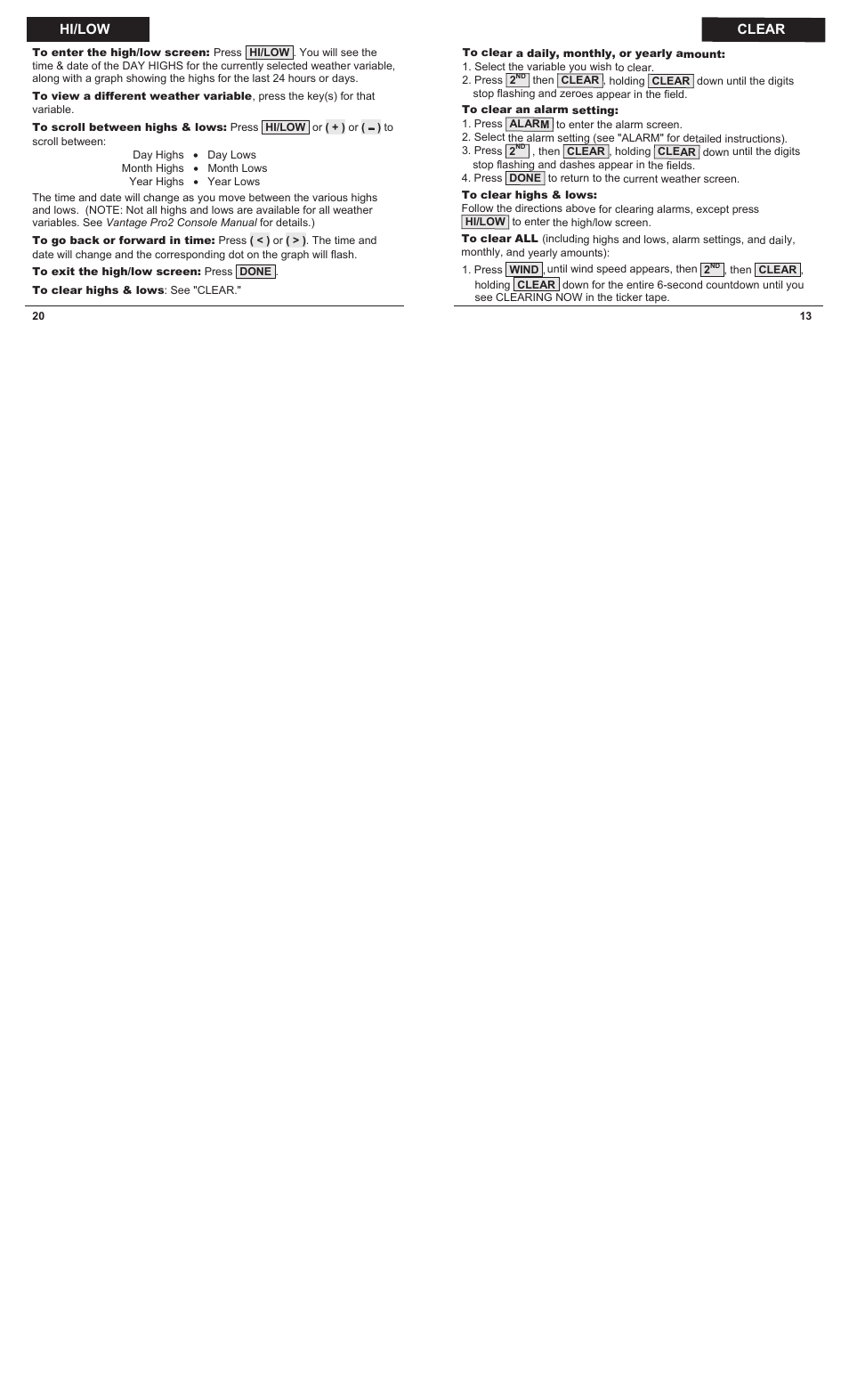 DAVIS Vantage Pro2 Quick Reference Guide User Manual | Page 13 / 16