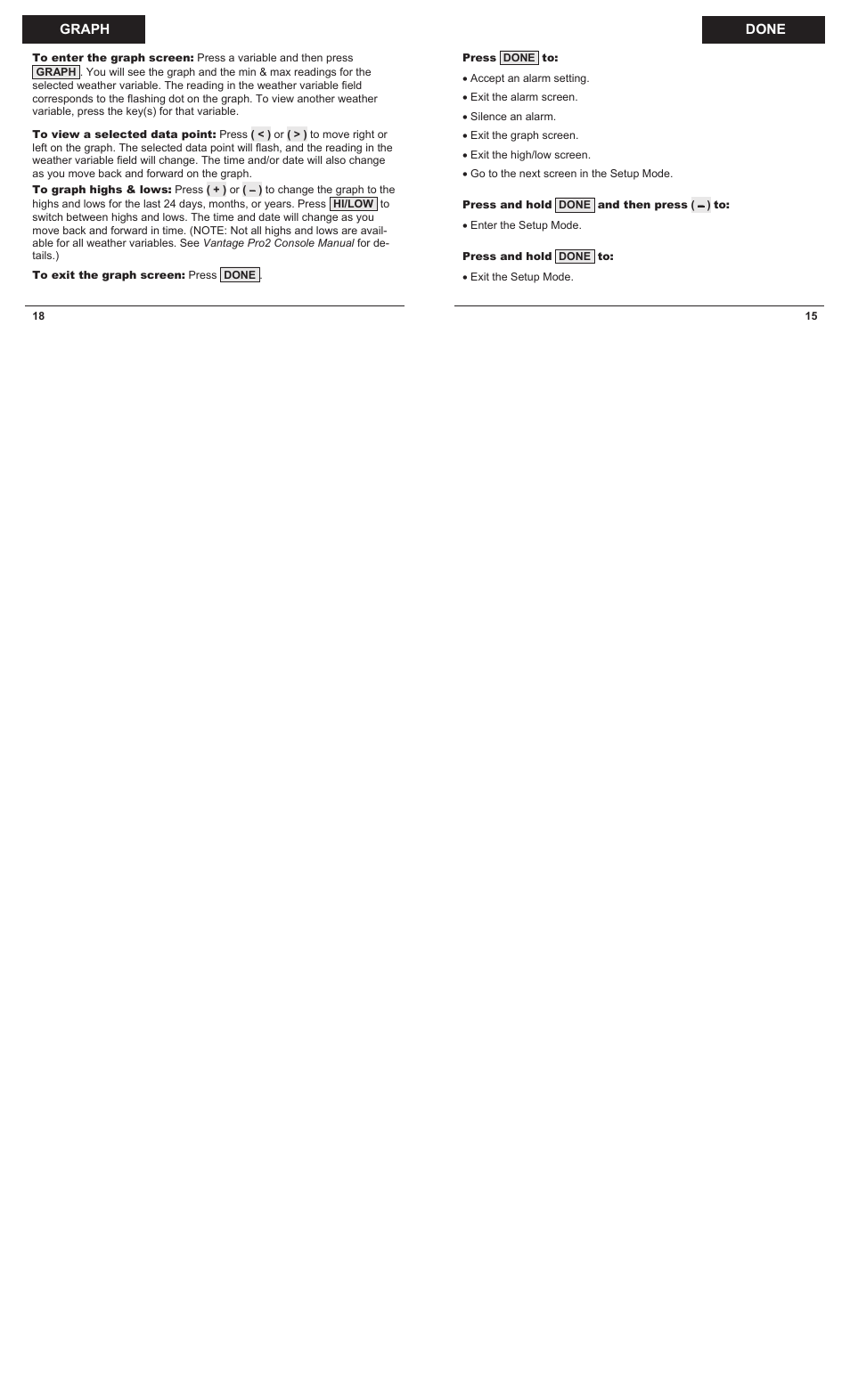 DAVIS Vantage Pro2 Quick Reference Guide User Manual | Page 15 / 16