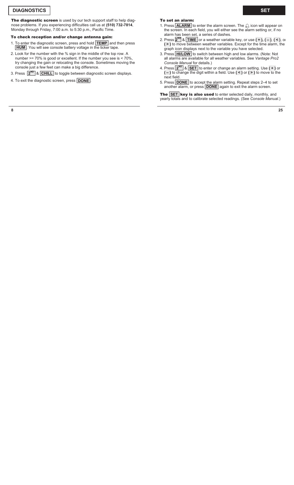 DAVIS Vantage Pro2 Quick Reference Guide User Manual | Page 8 / 16