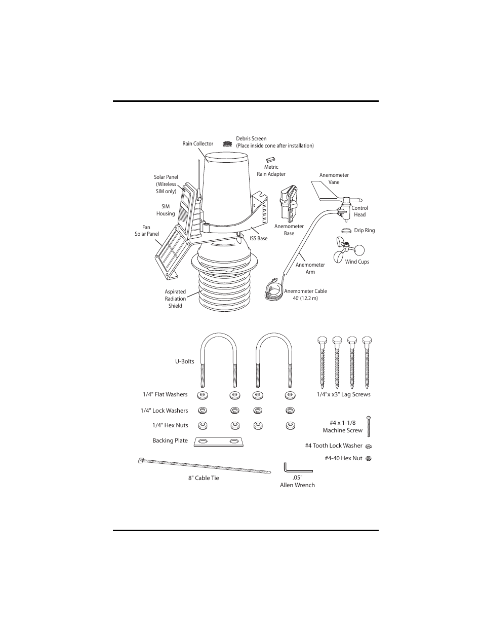 Components | DAVIS Vantage Pro2 with Fan/Shield User Manual | Page 2 / 8