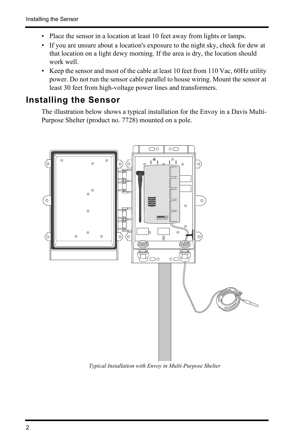 Installing the sensor | DAVIS External Temperature Sensor with RJ Connector User Manual | Page 2 / 4