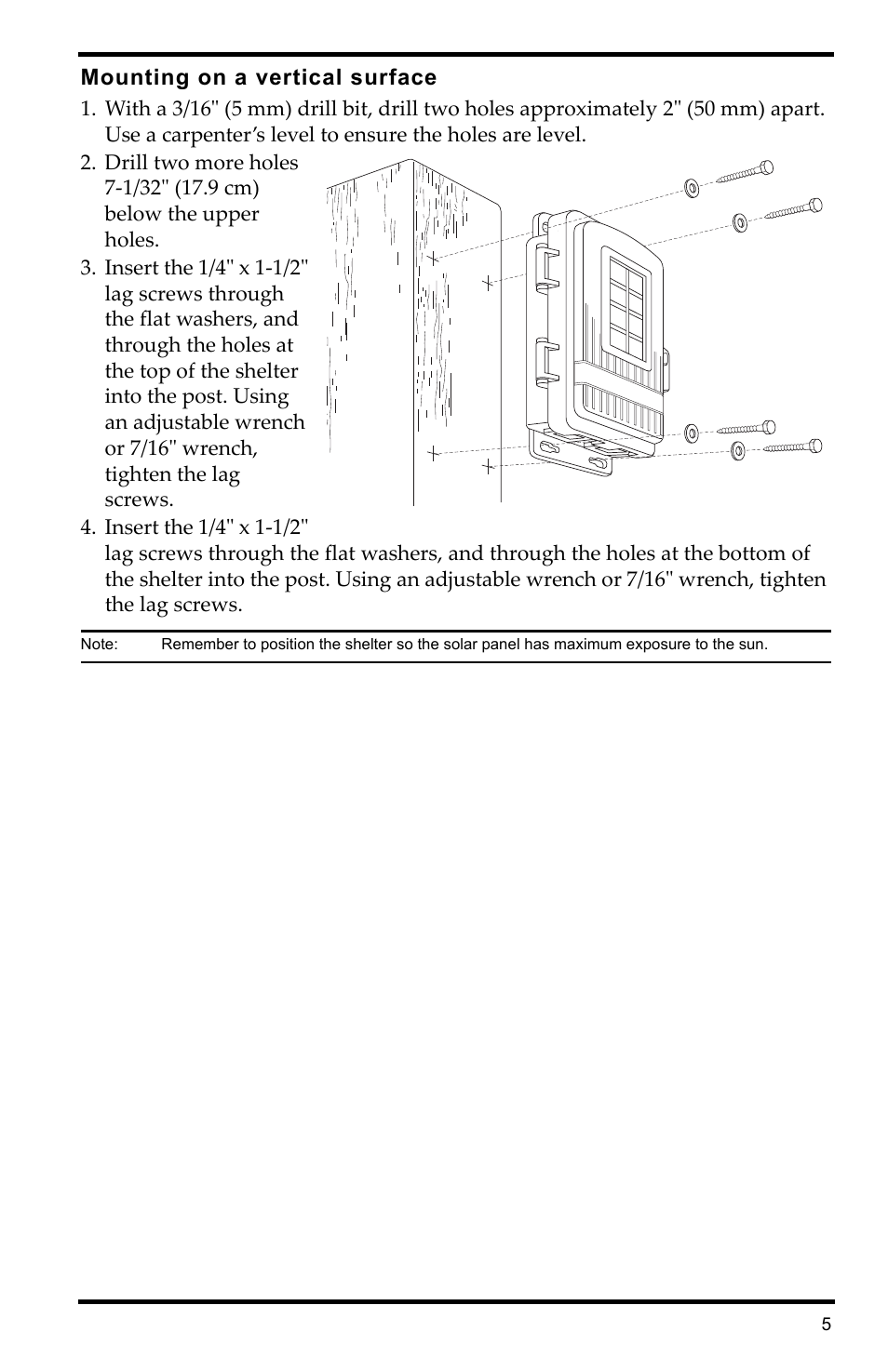 Mounting on a vertical surface | DAVIS Universal Anemometer Interface for Vantage Pro2 User Manual | Page 5 / 12