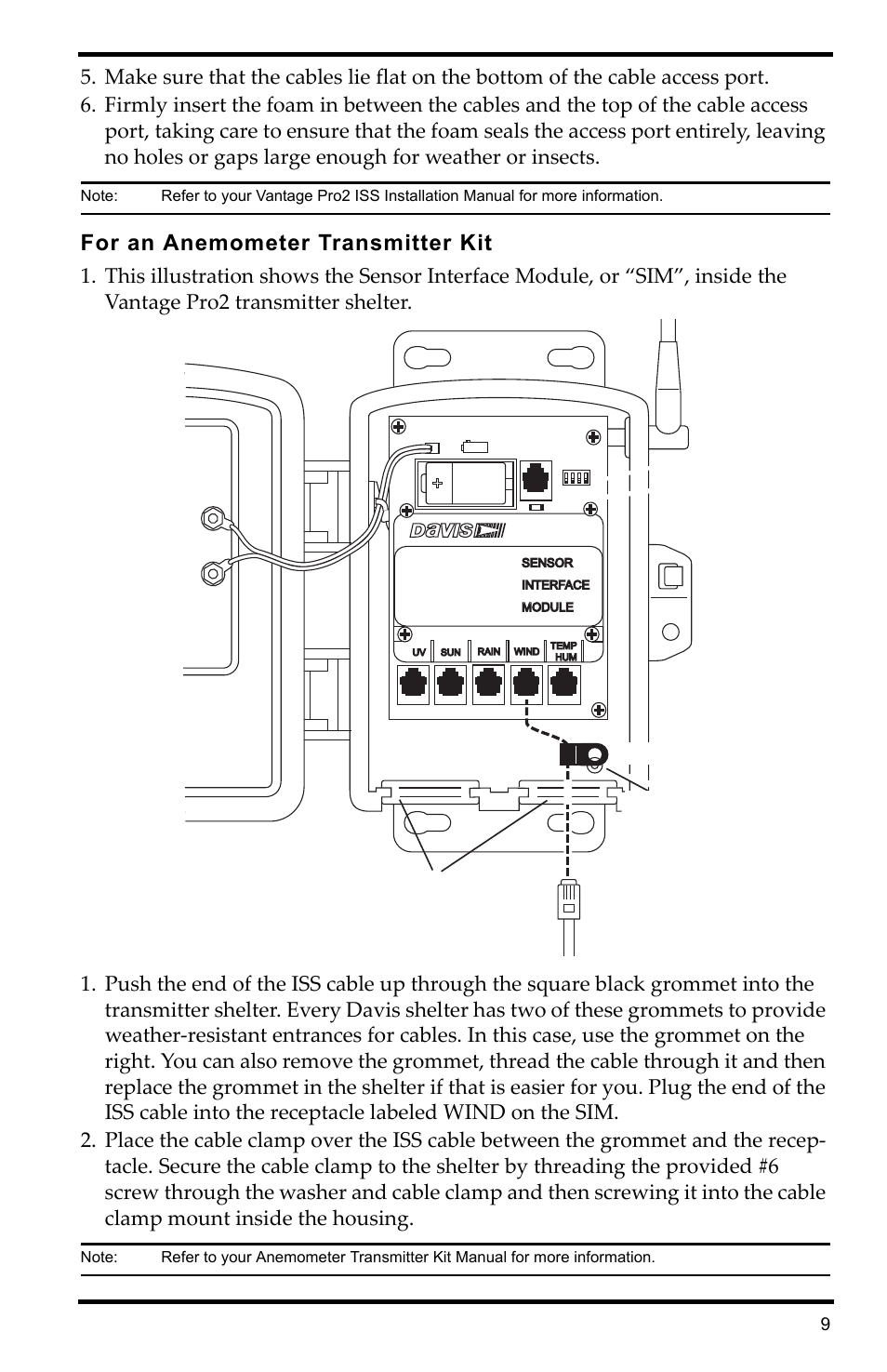 For an anemometer transmitter kit | DAVIS Universal Anemometer Interface for Vantage Pro2 User Manual | Page 9 / 12