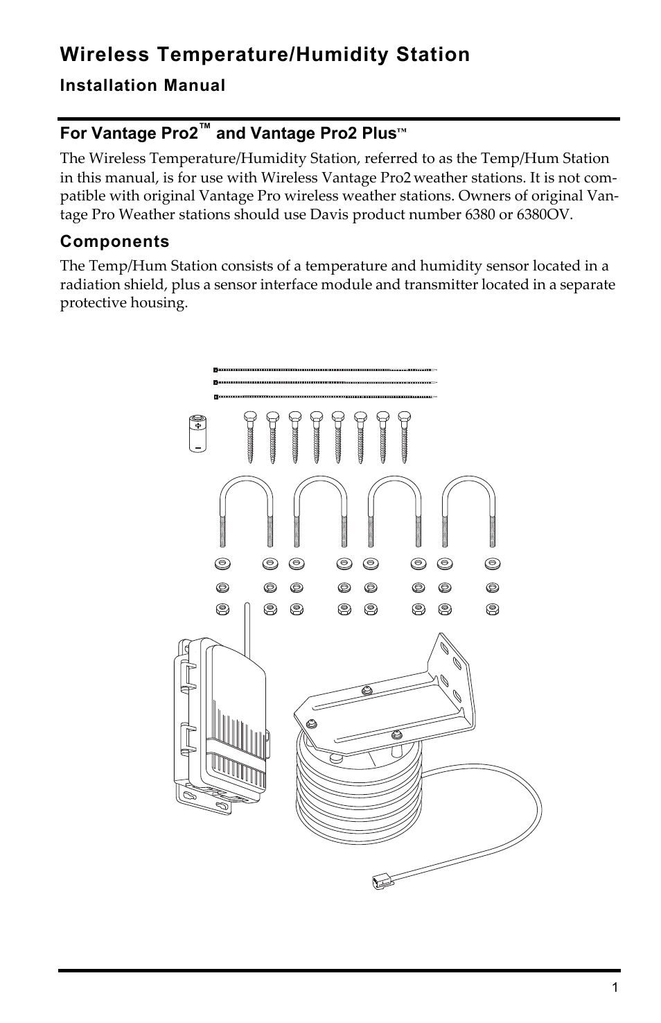 DAVIS Vantage Pro2/Pro2 Plus: Temperature/Humidity Station User Manual | 12 pages