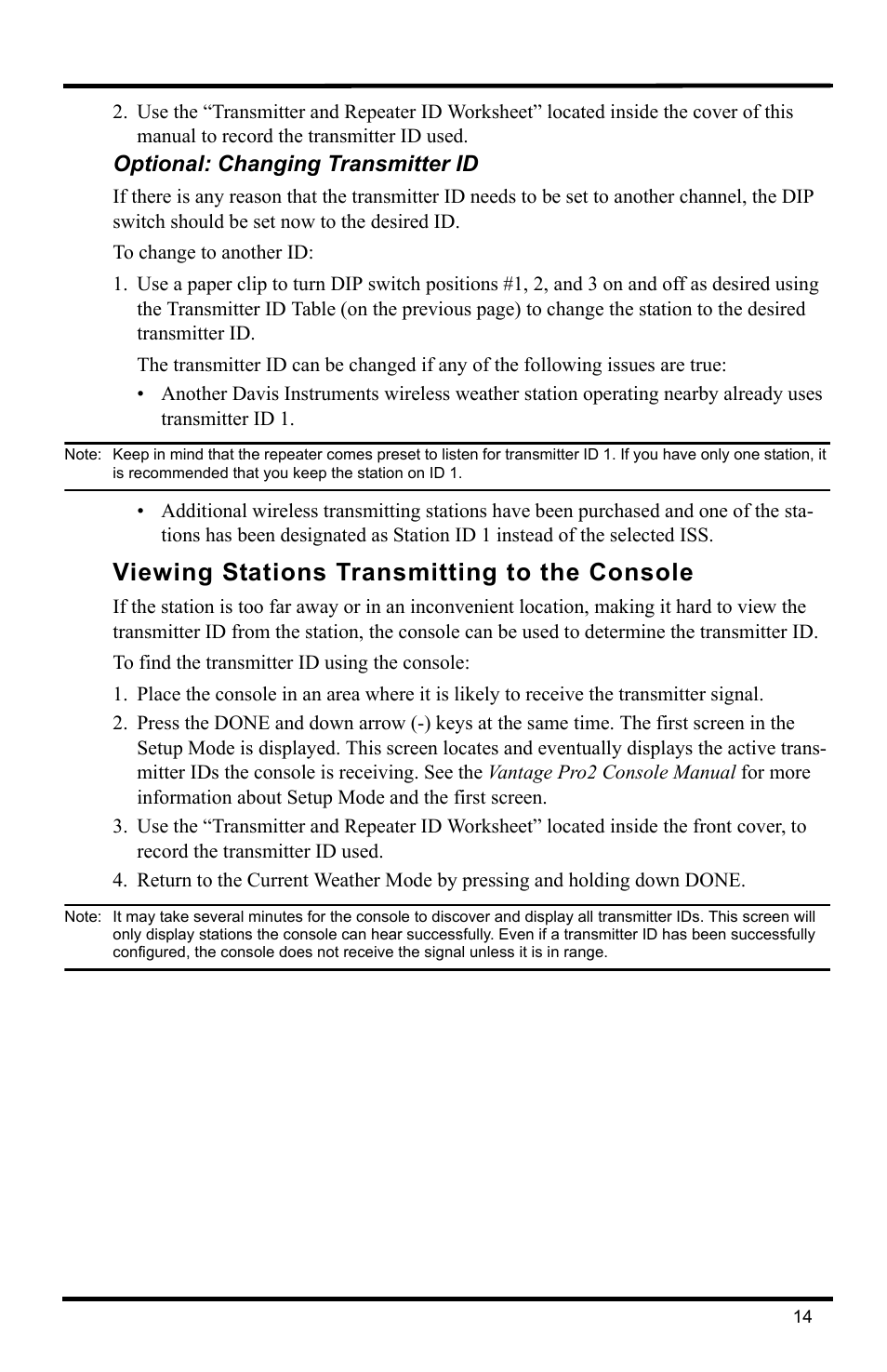 Viewing stations transmitting to the console | DAVIS Wireless Repeater (7626, 7627) User Manual | Page 17 / 48