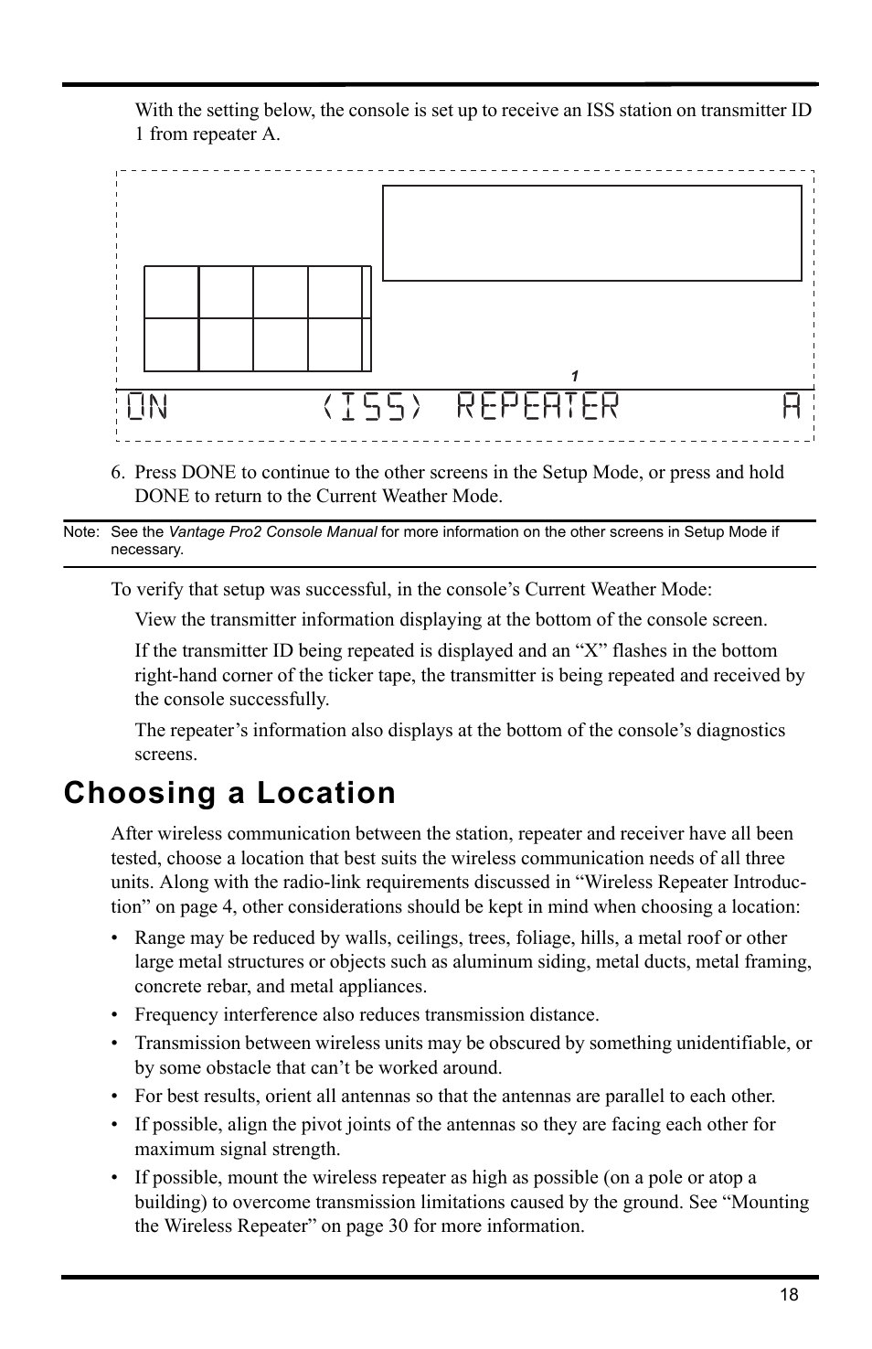 Choosing a location | DAVIS Wireless Repeater (7626, 7627) User Manual | Page 21 / 48