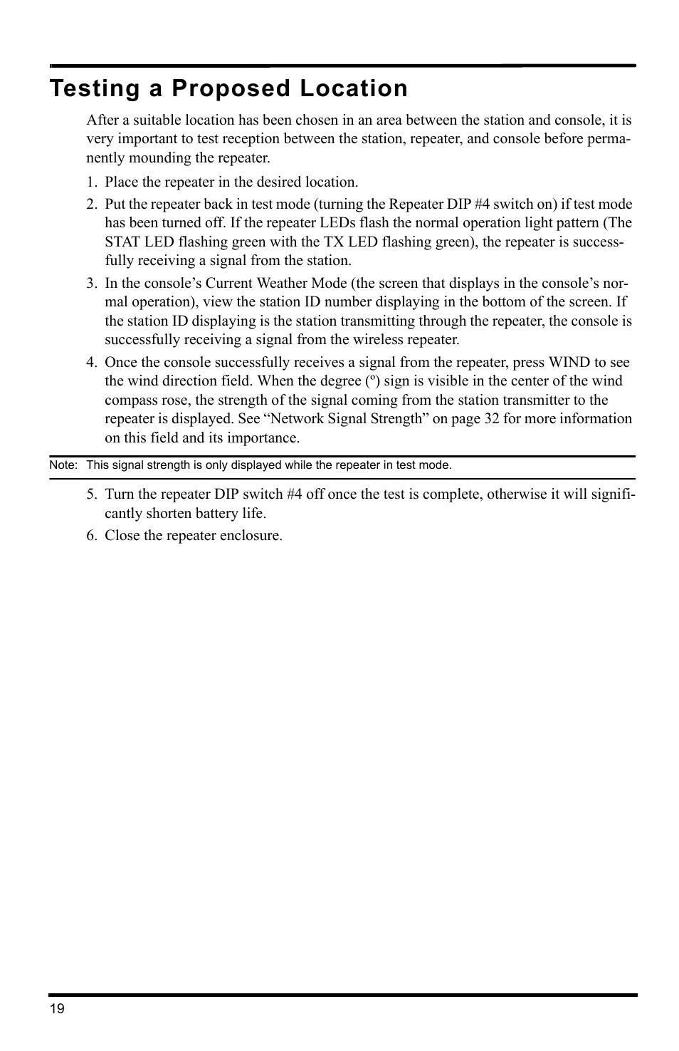 Testing a proposed location | DAVIS Wireless Repeater (7626, 7627) User Manual | Page 22 / 48