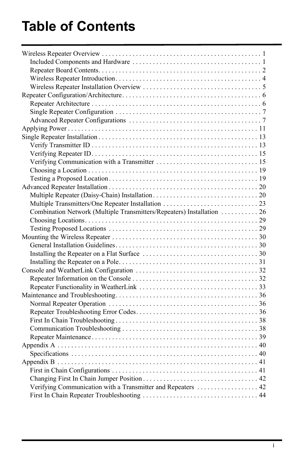 DAVIS Wireless Repeater (7626, 7627) User Manual | Page 3 / 48