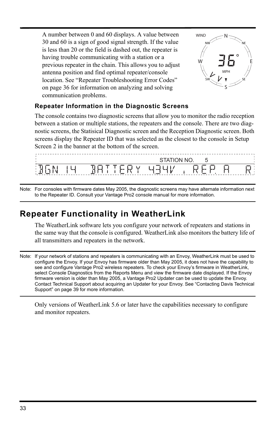 Repeater functionality in weatherlink | DAVIS Wireless Repeater (7626, 7627) User Manual | Page 36 / 48