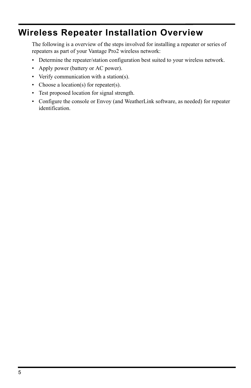 Wireless repeater installation overview | DAVIS Wireless Repeater (7626, 7627) User Manual | Page 8 / 48