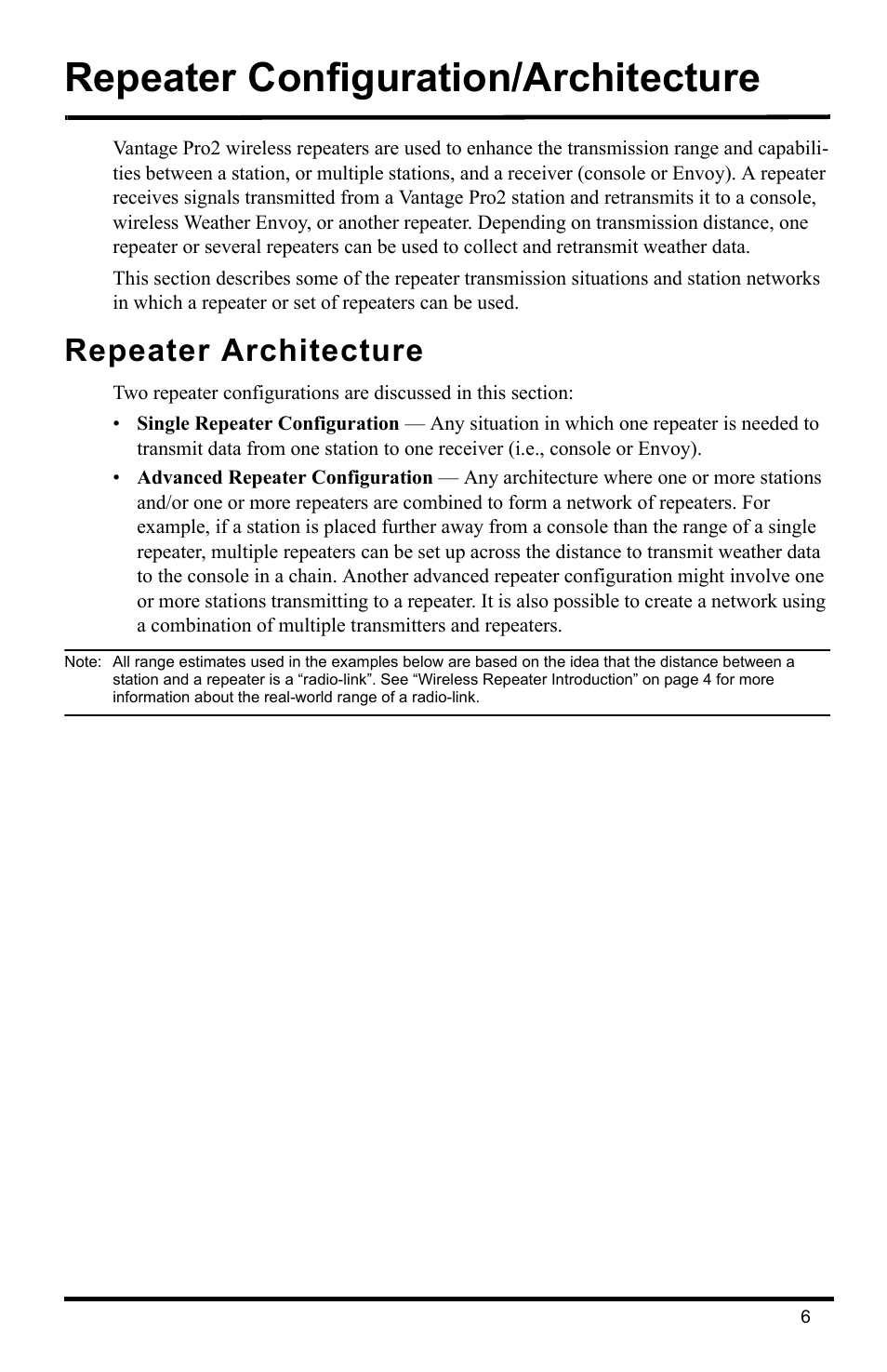 Repeater configuration/architecture, Repeater architecture | DAVIS Wireless Repeater (7626, 7627) User Manual | Page 9 / 48