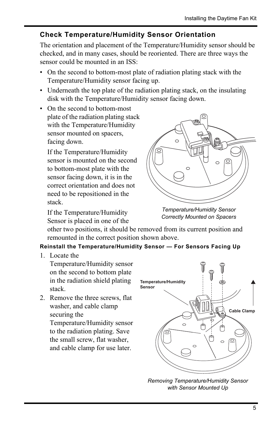 Check temperature/humidity sensor orientation | DAVIS Vantage Pro2/Pro2 Plus: Daytime Fan Asp. Radiation Shield Kit User Manual | Page 5 / 16