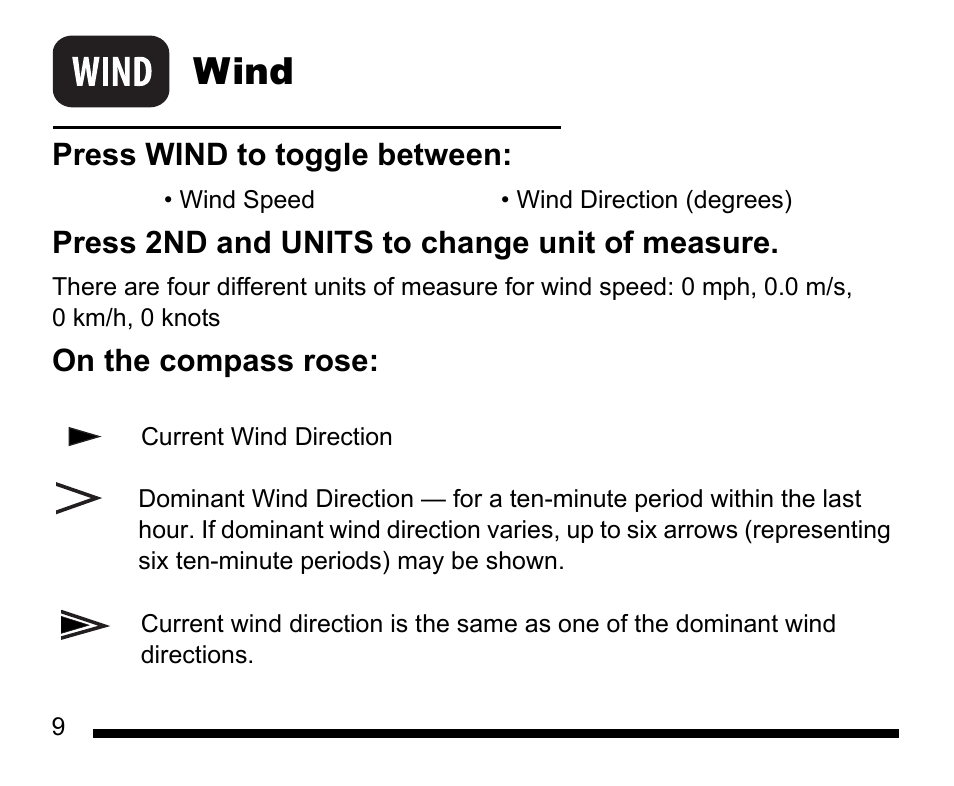 Setup mode, Wind | DAVIS Vantage Vue Quick Reference Guide User Manual | Page 10 / 28