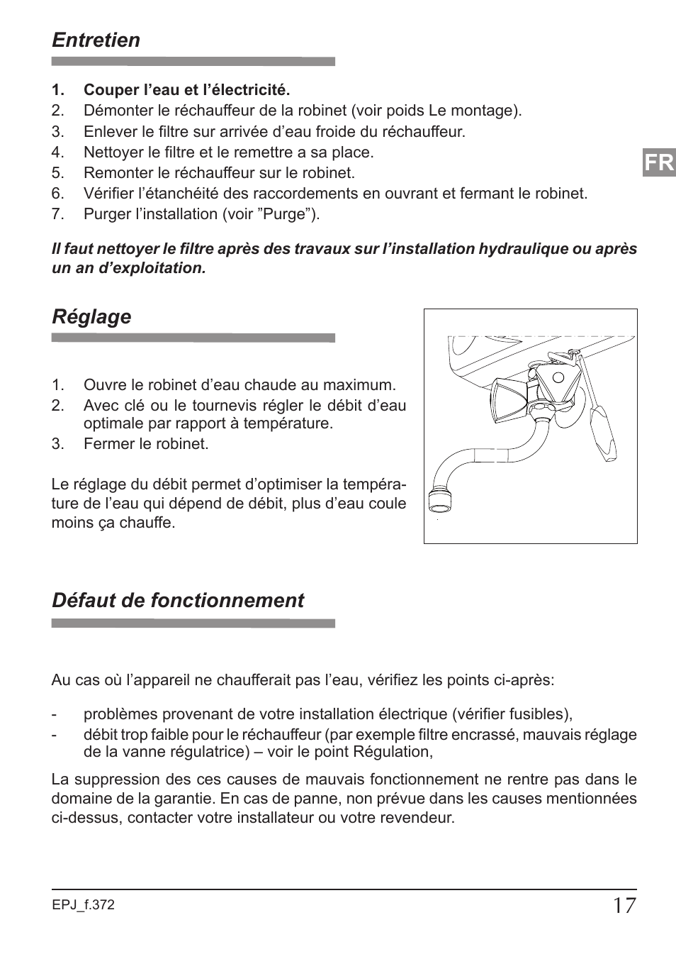 Réglage, Entretien, Défaut de fonctionnement | KOSPEL EPJ Optimus User Manual | Page 17 / 32