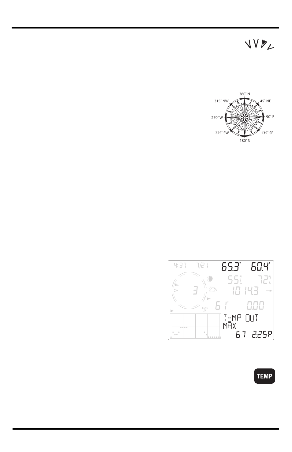 Inside and outside temperature | DAVIS Vantage Vue Wireless Console Manual User Manual | Page 22 / 56