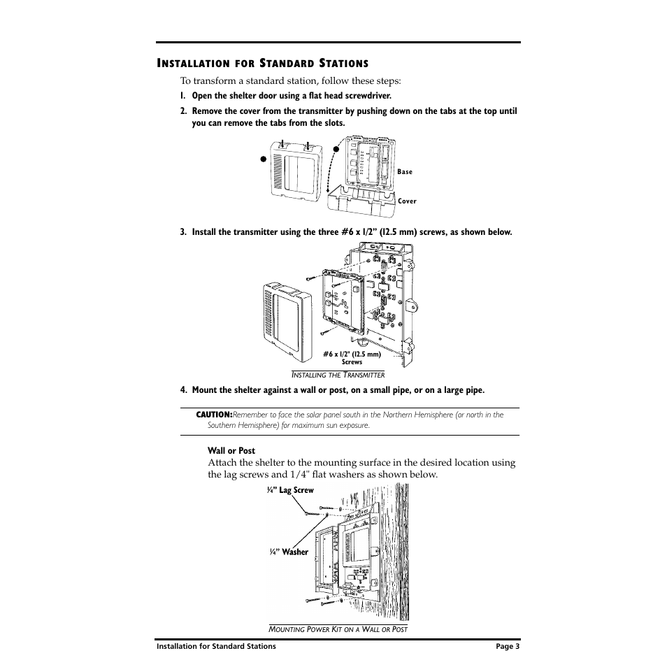 Installation for standard stations | DAVIS Solar Power Kit for Wireless Stations User Manual | Page 3 / 8