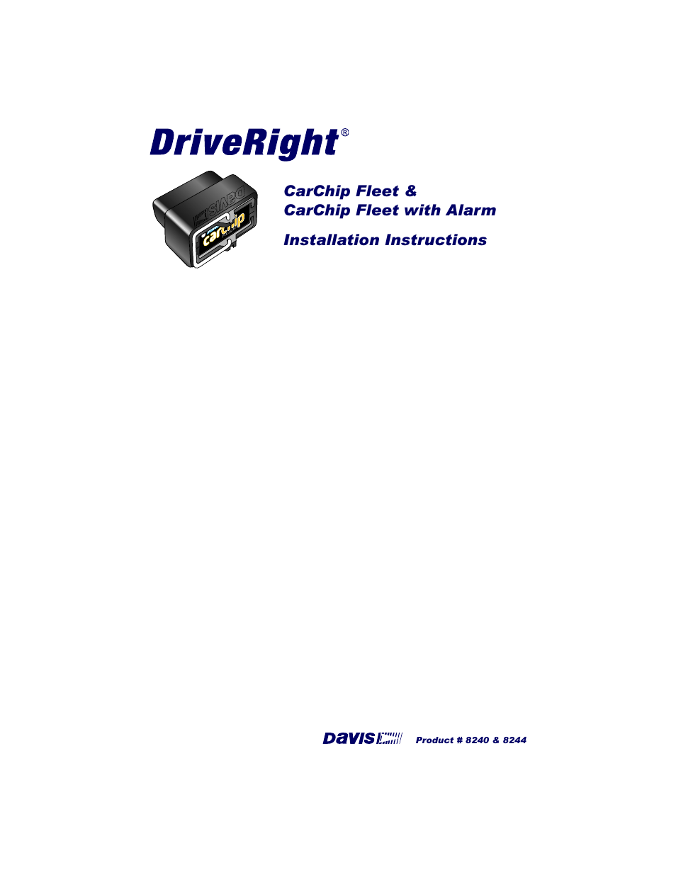 DAVIS CarChip Fleet Installation (8240, 8244) User Manual | 4 pages