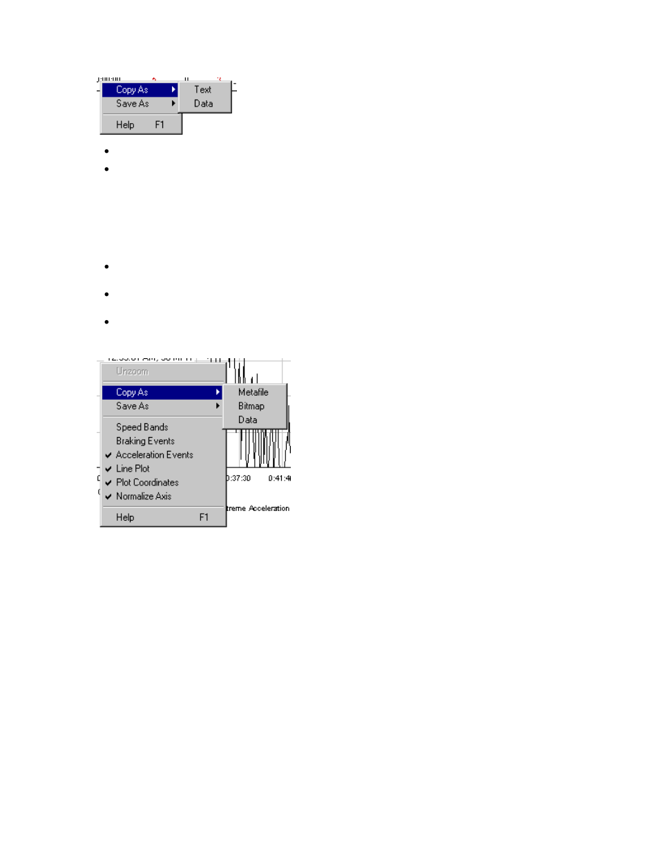 Copy plot as, Right click menu options, Right click save as | DAVIS CarChip Online Help (8210, 8211, 8220, 8225) User Manual | Page 17 / 67